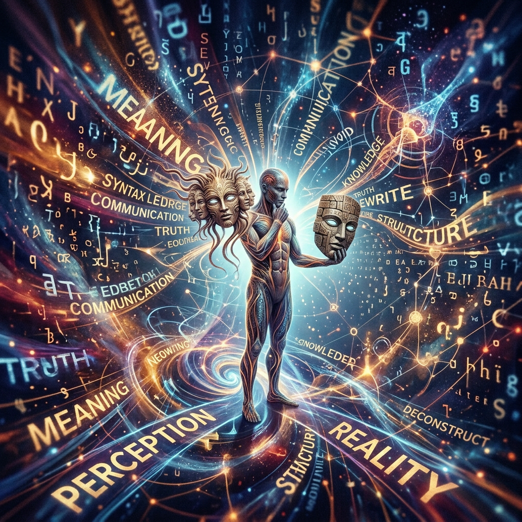 Abstract profile of a human head with glowing neural and data connections representing cognition and language